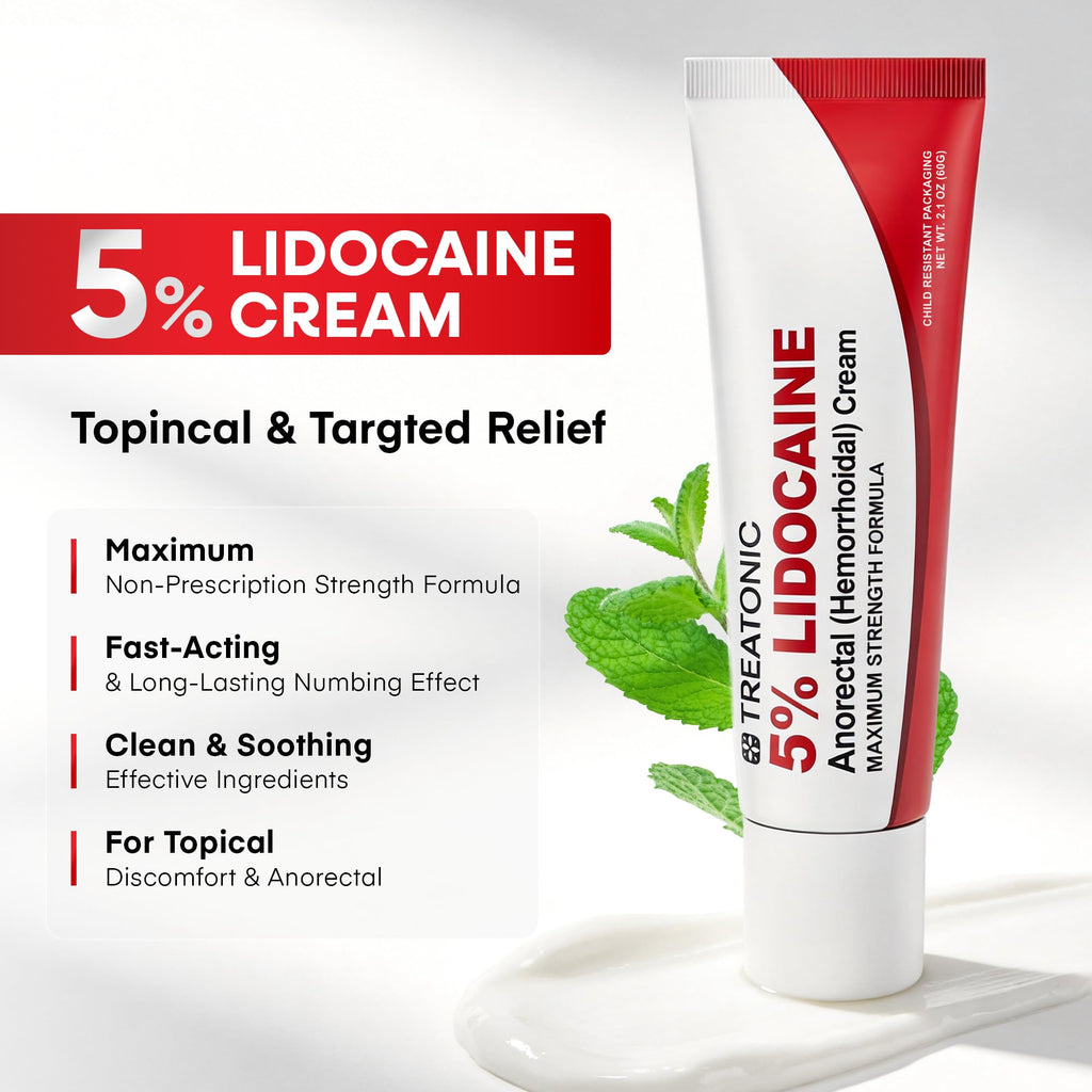 Treatonic 5% Lidocaine Numbing Cream: Lidocaine Cream for Pain Relief, Itching, Burning, Soreness, Hemorrhoid - Maximum Strength Topical Numb Cream - Fast Acting & Long Lasting Numbing Cream- 2.1 oz TreatonicBuy Supplements Australia