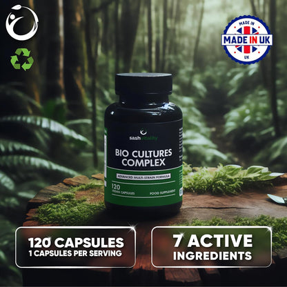 Probiotics & Prebiotics | 435 Billion CFU | Bio Cultures Complex | 120 Vegetarian Capsules for Women & Men - Lactobacillus Acidophilus, Bifidobacterium