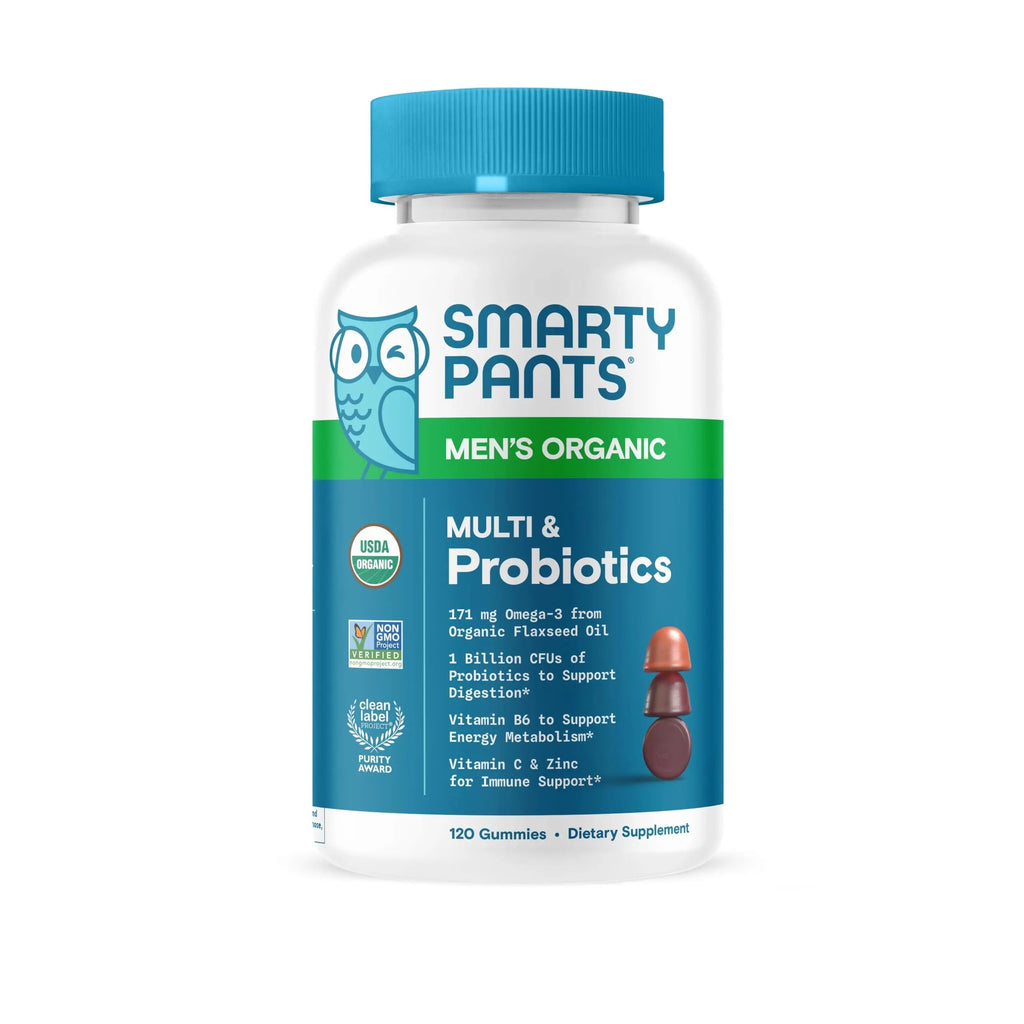 SmartyPants Multivitamin for Men, Organic Gummies: Probiotics, CoQ10, Methylfolate, Omega 3 (ALA), Vitamin D3, C, Vitamin B12 SmartyPants