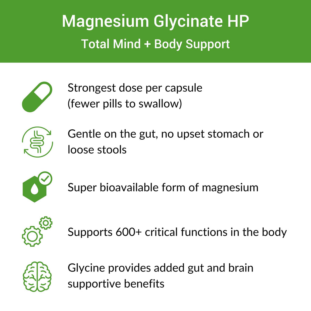 Healthy Gut Magnesium-HP | Ultra Pure Magnesium Glycinate Capsules with Zero Fillers | 180 mg Magnesium Glycinate | 90 Servings Healthy GutBuy Supplements Australia