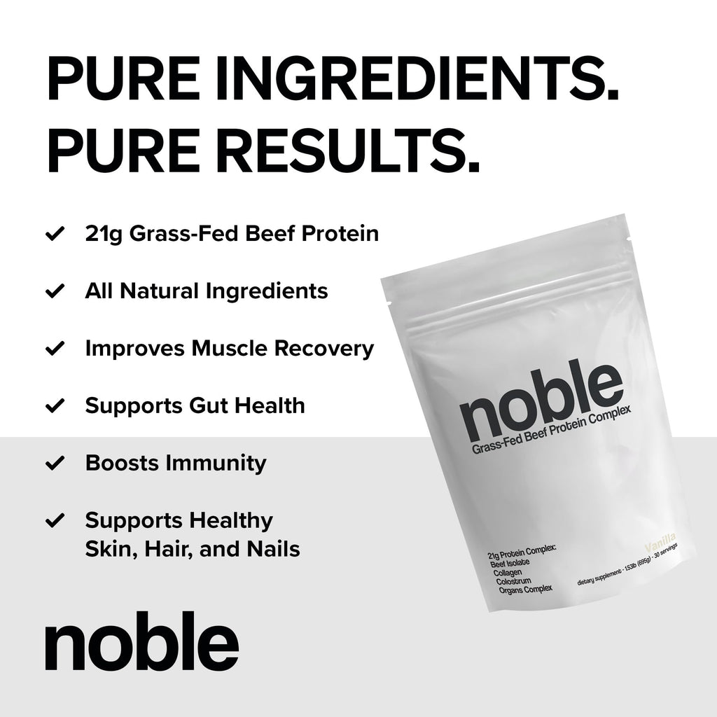Noble Grass Fed Beef Protein Powder | Beef Protein w/Collagen, Colostrum, Organ Blend | Carnivore, Keto Friendly | Whey, Gluten Free | Muscle, Gut Health, Skin, Joint Support | 30 Servings, Vanilla Noble OriginsBuy Supplements Australia