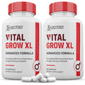 Two bottles of Justified Laboratories Vital Grow XL dietary supplements on a white background