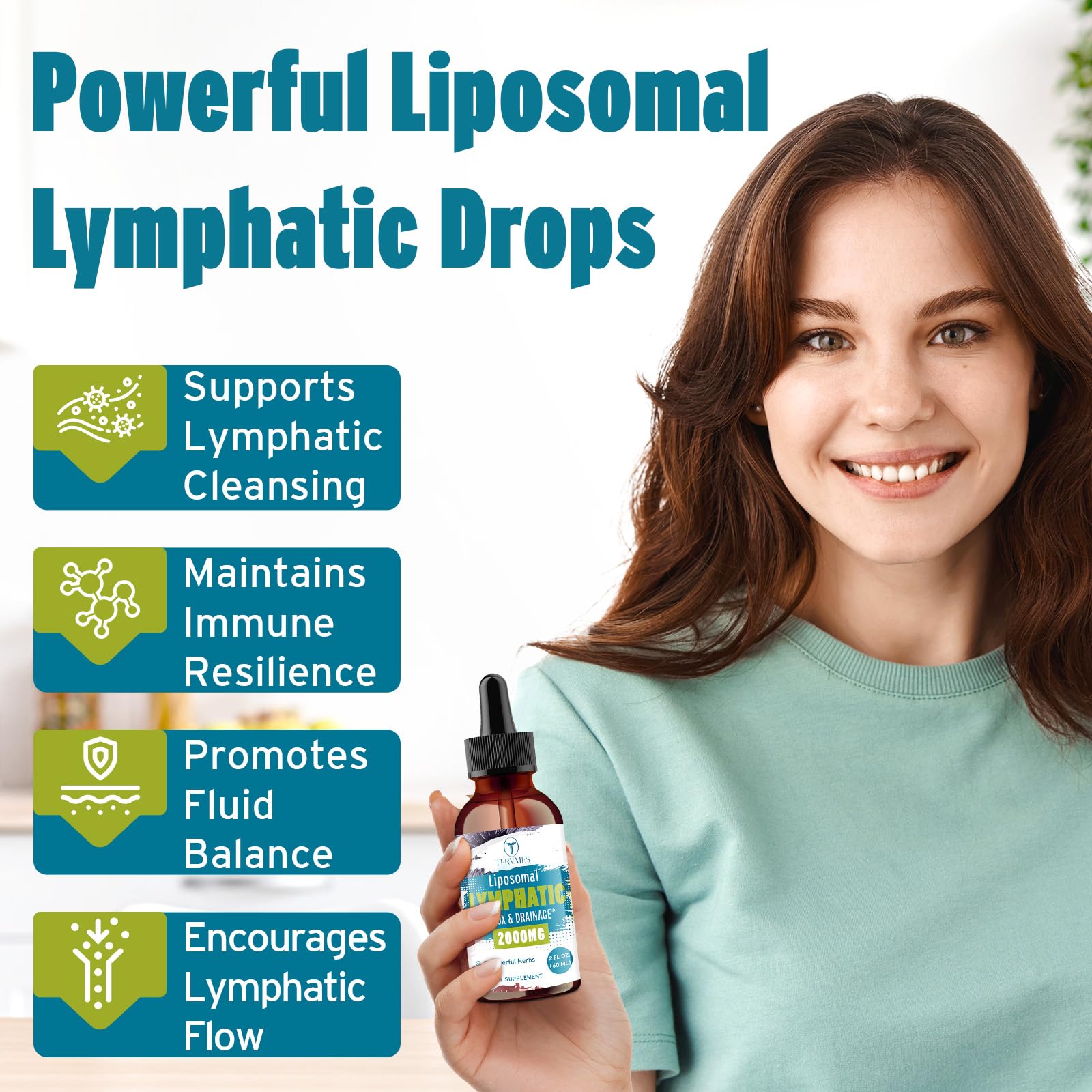 Tervaies Liposomal Lymphatic Drainage Drops 2000mg – Herbal Blend with Elderberry & Echinacea – 2 FL OZ Tervaies buy supplements Au