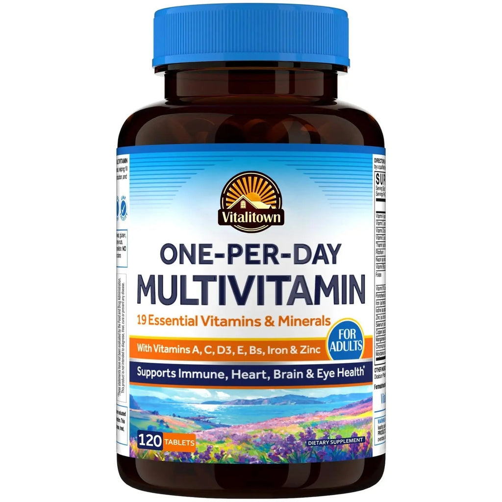 Vitalitown Multivitamin for Women & Men, with Iron, Zinc, Vitamin D3, A, C, B, E, 19 Key Nutrients, One Per Day Vitalitown