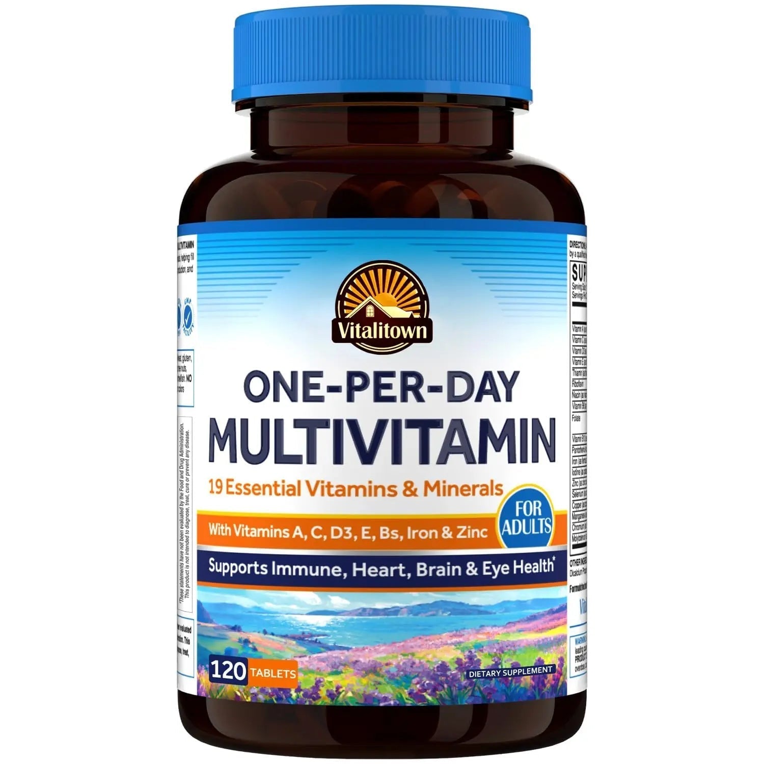 Vitalitown Multivitamin for Women & Men, with Iron, Zinc, Vitamin D3, A, C, B, E, 19 Key Nutrients, One Per Day Vitalitown