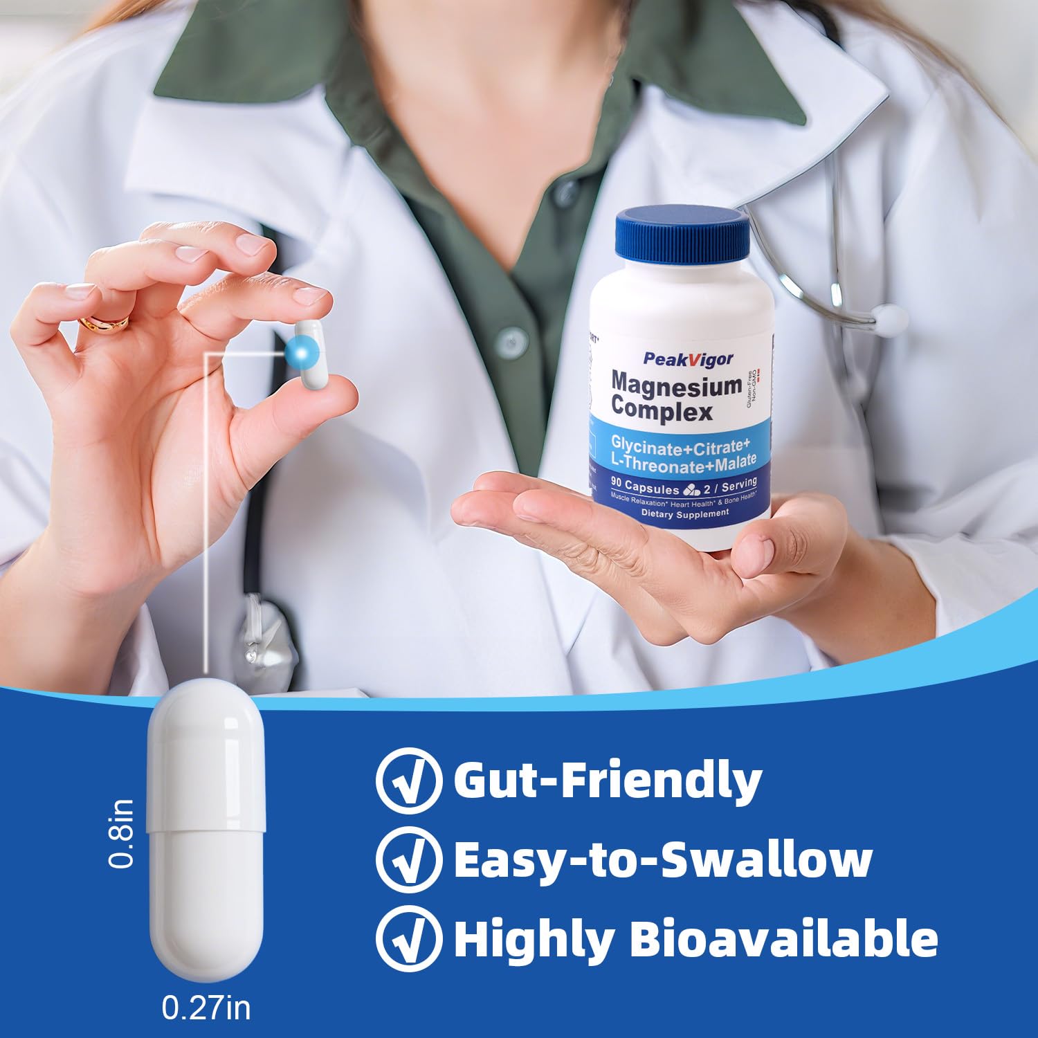 5 in 1 Magnesium Complex, 976mg Complex with Magnesium Glycinate, Citrate, Malate & L-Threonate, Vitamin B6 for High Absorption, Third Party Tested, Gluten-Free, Easy-Swallow Vegan Capsule PeakVigor buy supplements Au
