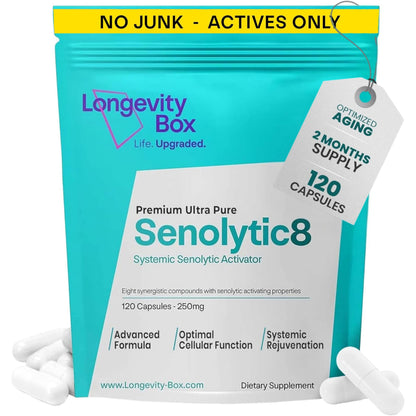Senolytic Anti-Aging Supplement | Fisetin, Quercetin,NAC, Gamma Tocotrienols | 8-in-1 Cellular Regeneration & Longevity Formula | Boost Energy, Mental Clarity & Healthspan | 120 Vegan Capsules Longevity BoxBuy Supplements Australia