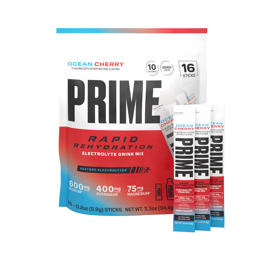Prime Rapid Rehydration Electrolyte Powder Sticks, Ocean Cherry, Sugar Free Hydration Drink Mix with Sodium, Potassium, Magnesium & B Vitamins
