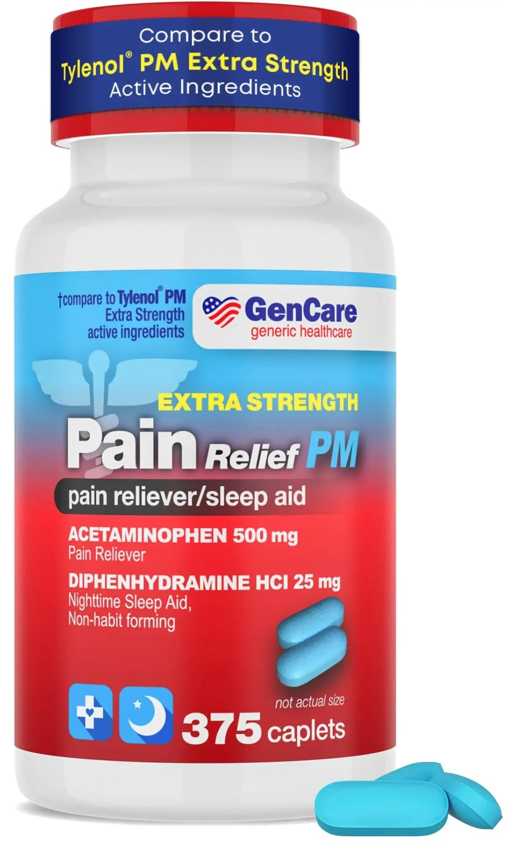 GenCare Extra Strength Acetaminophen PM 500 mg (375 Tablets) | Ultimate Pain Relief & Sleep Support for Adults | Quick Acting & Non Habit Forming Headache Relief | Eases Aches & Joint Discomfort GenCareBuy Supplements Australia