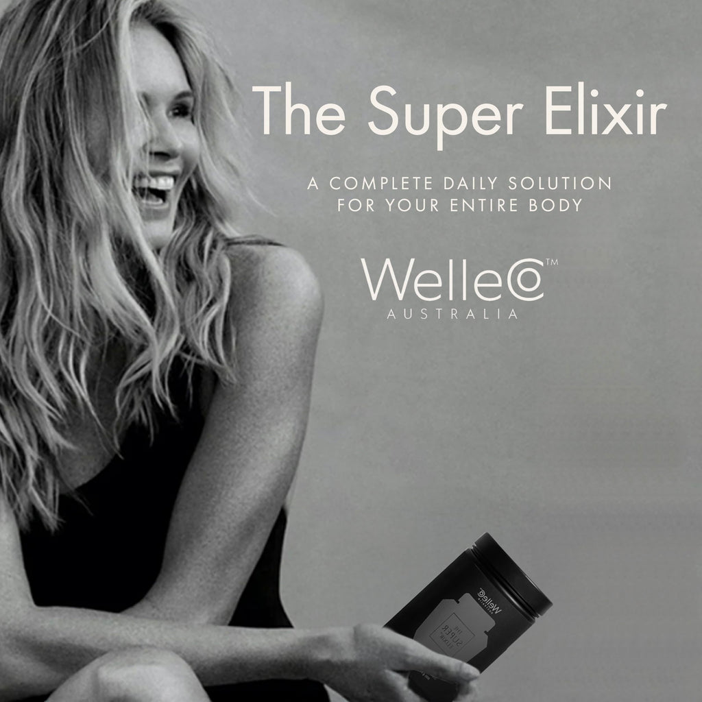 WelleCo The Super Elixir Daily Greens Powder, Probiotic Drink Mix with Whole Foods, Gluten Free, Vegan Gut Health Powder, Energy, Immunity, Healthy Skin, Hair & Nails (Jar, Blood Orange) WelleCoBuy Supplements Australia
