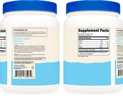 Nutricost Collagen Peptides Powder 1LB (454 G) - Grass Fed Bovine Collagen Hydrolysate (Unflavored) Nutricost buy supplements Au