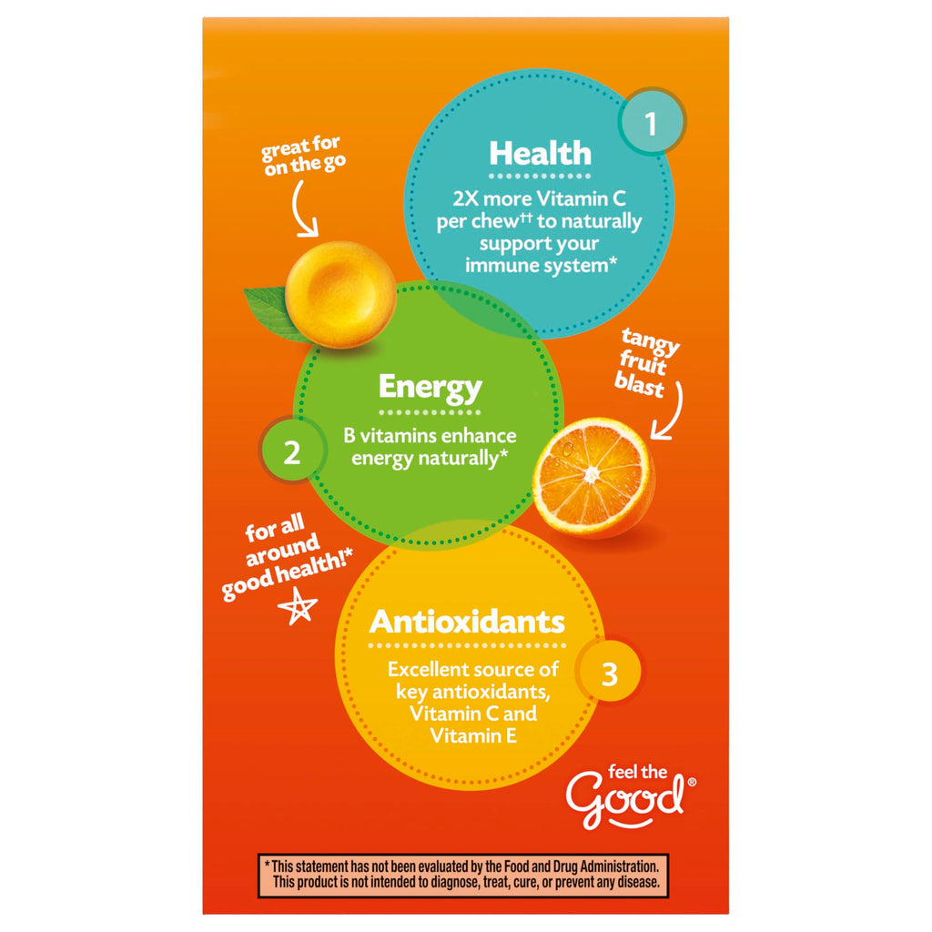 Emergen-C Chewable Vitamin C 1000mg, With B Vitamins And Antioxidants Tablet (40 Count, Orange Blast Flavor), Dietary Supplement
