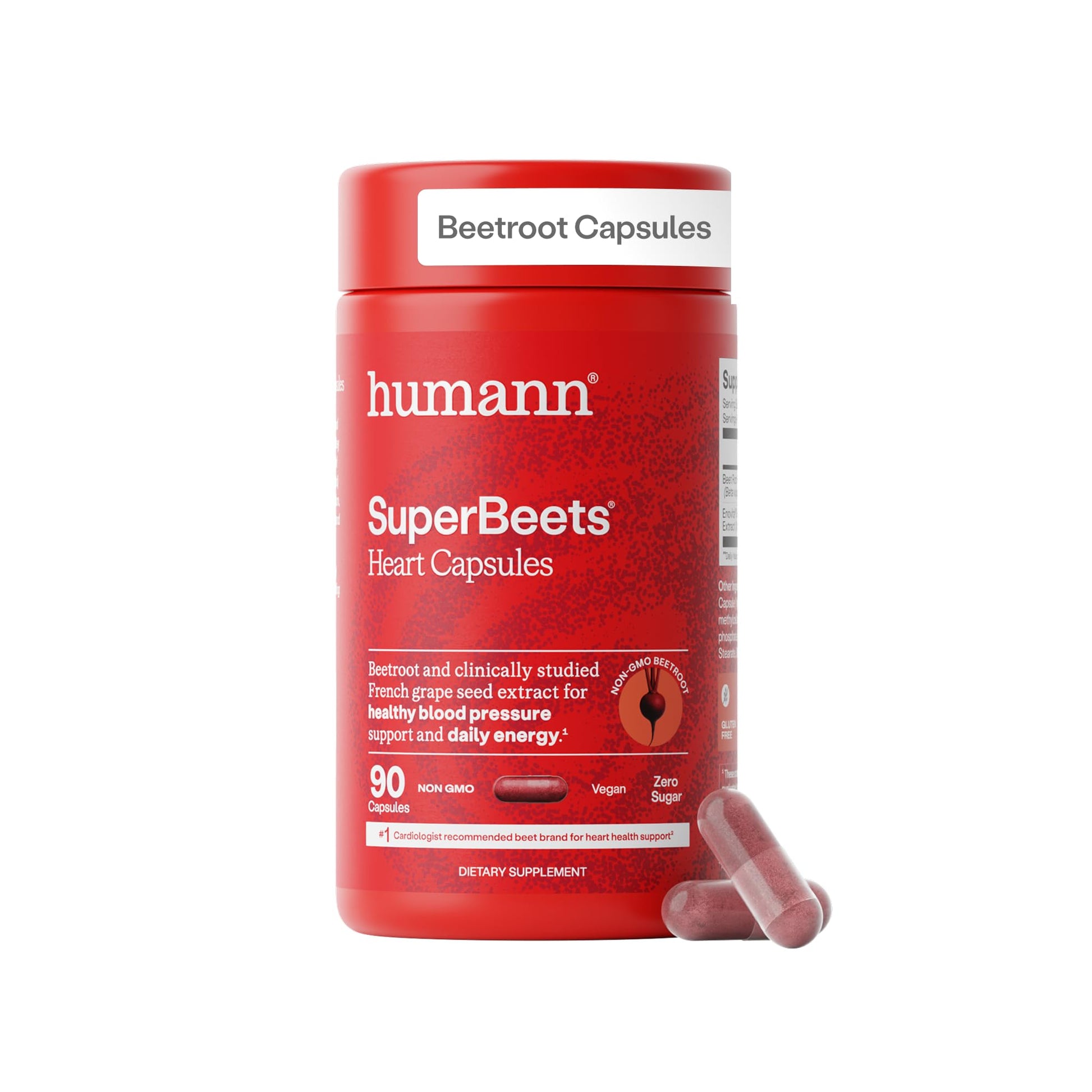 Humann SuperBeets Beet Root Capsules Quick Release 1000mg, Helps Support Nitric Oxide Production, Blood Pressure Support, Heart Health, Contains Non-GMO Beetroot Powder, Studied Antioxidants, 90 Count Humann buy supplements Au
