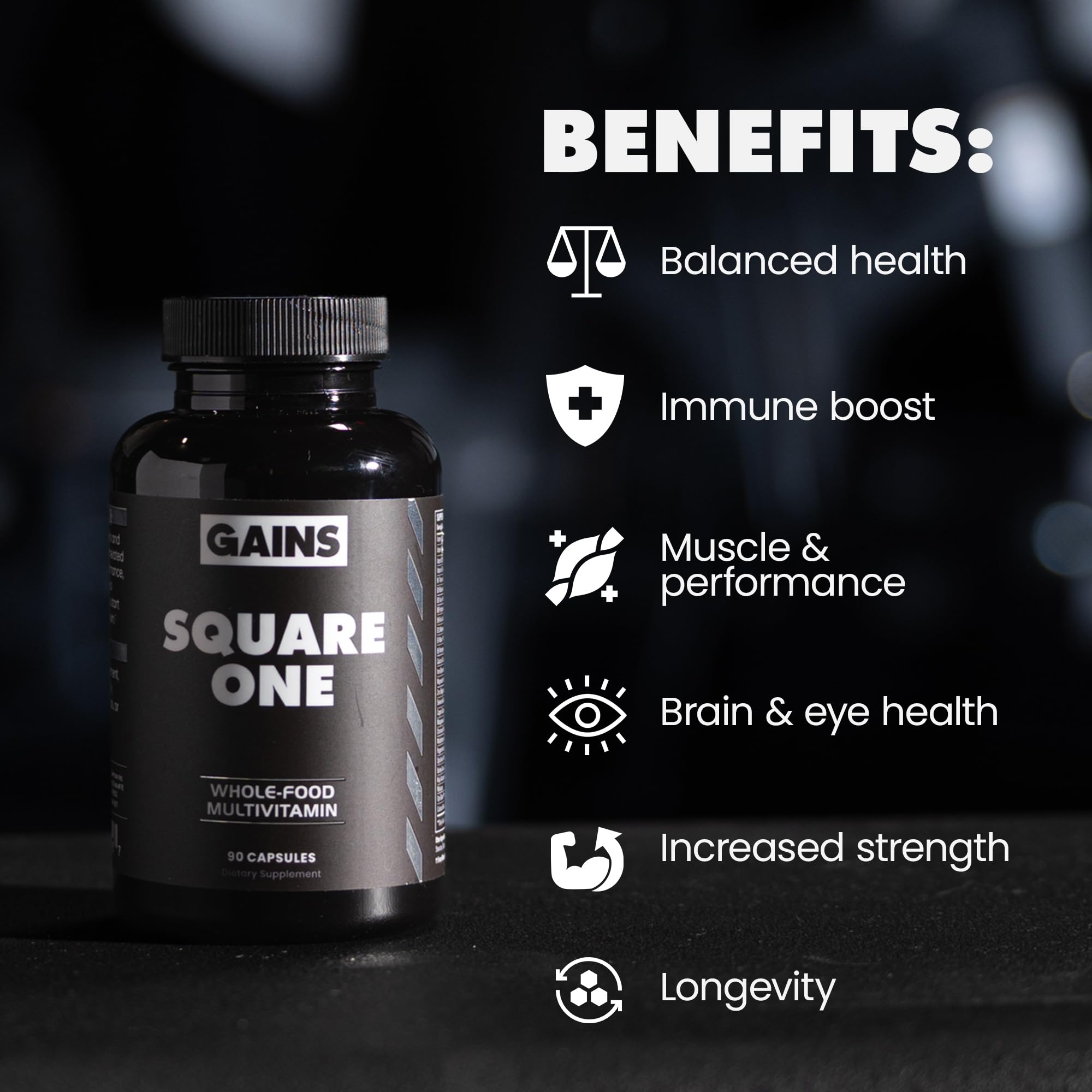 Gains in Bulk Square 1 Multivitamin and Mineral Supplement for Women and Men, Vitamins, Digestive Enzymes and Organic Minerals for Muscle Health, Performance and Immune Support, 90 Capsules GAINS IN BULK GAINSINBULK.COMBuy Supplements Australia