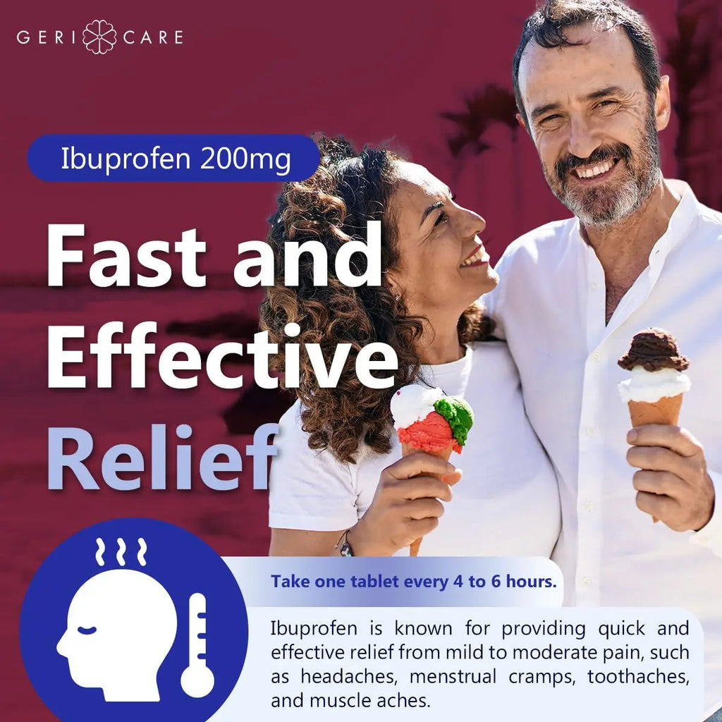 GeriCare Ibuprofen 200mg, Pain Reliever, Fever Reducer, Relieves Body Aches, 500 Count (Pack of 1) GeriCareBuy Supplements Australia