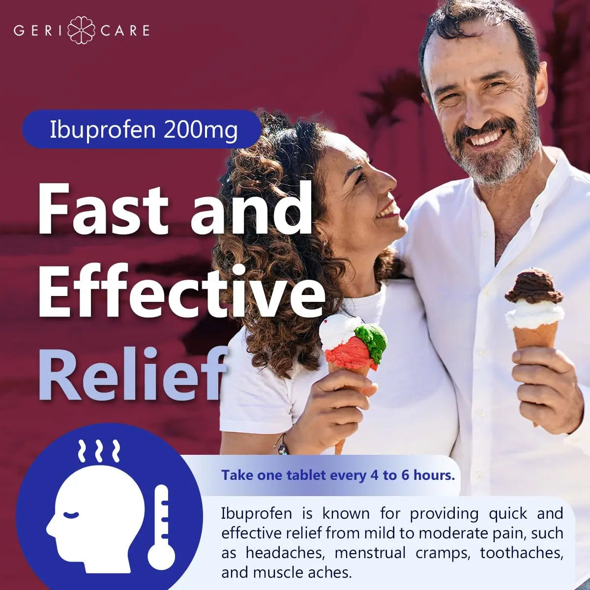GeriCare Ibuprofen 200mg, Pain Reliever, Fever Reducer, Relieves Body Aches, 500 Count (Pack of 1) GeriCareBuy Supplements Australia