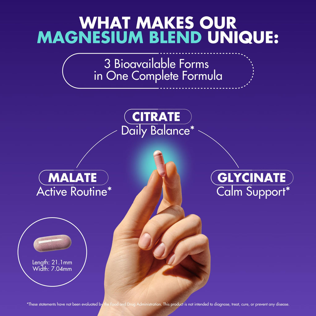 Magnesium Complex 2,150MG, High Absorption Capsules with Magnesium Glycinate, Citrate & Malate, Plus Vitamin B6, B2, Folate & Beet Root, Vegan, Non-GMO, No Artificial Additives, 90 Capsules Secret Element buy supplements Au