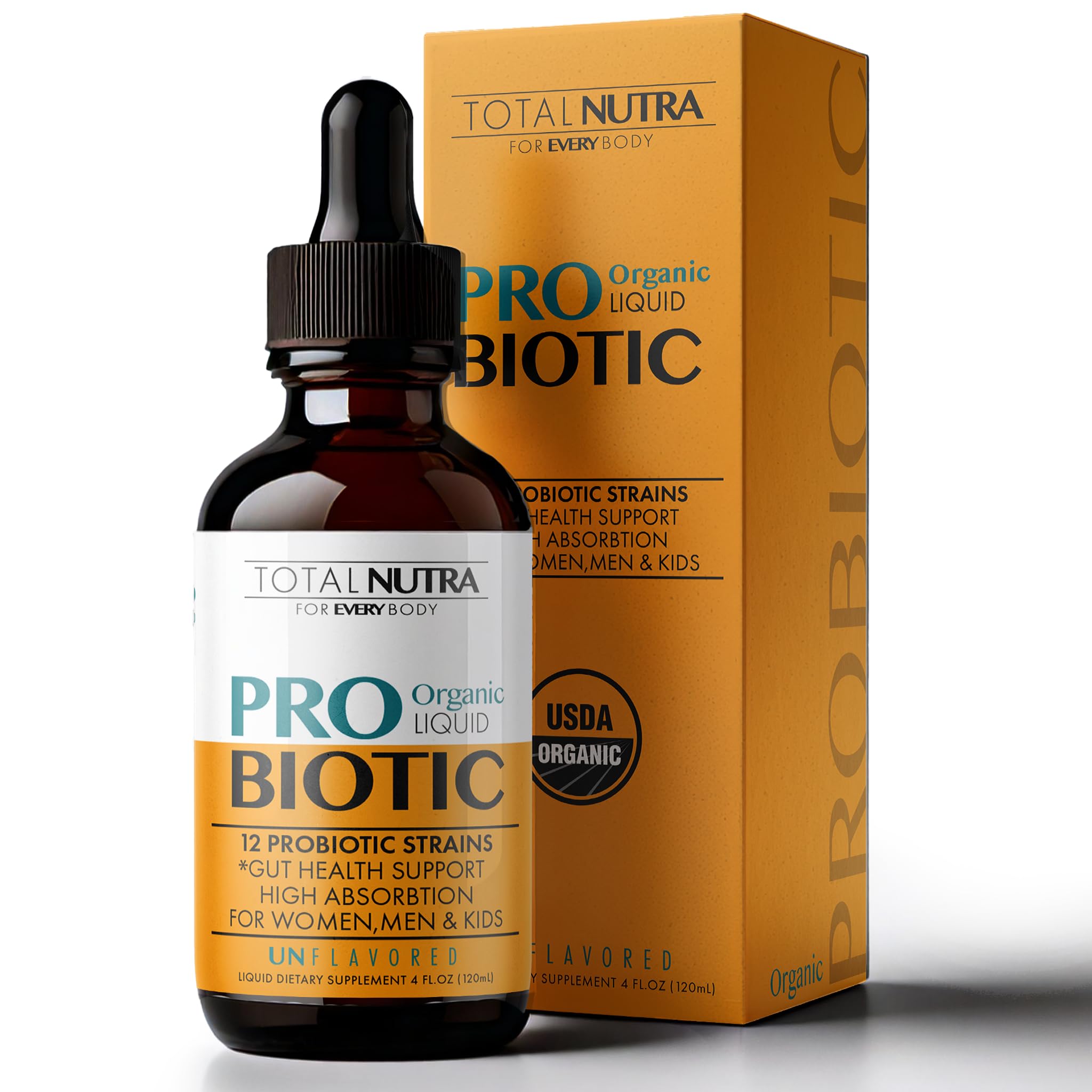 Liquid Probiotic for Women, Men, Kids, Toddler Probiotic: USDA Organic Probiotics, Vegan Probiotic Liquid & Alfalfa Blend + Acidophilus for Gut Health,