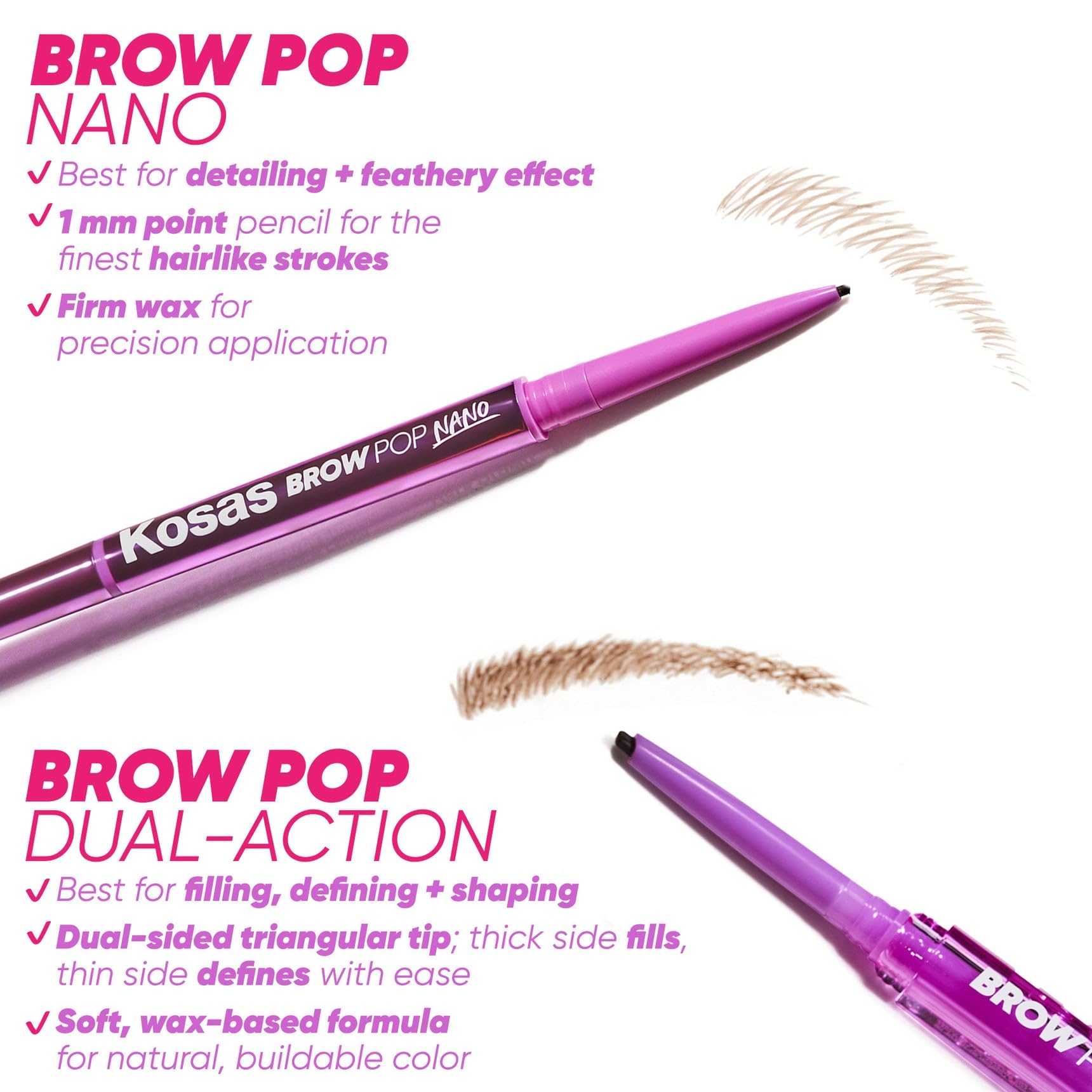 Kosas Brow Pop Eyebrow Pencil – Brow Pencil with Spoolie, Medium Brown KosasBuy Supplements Australia
