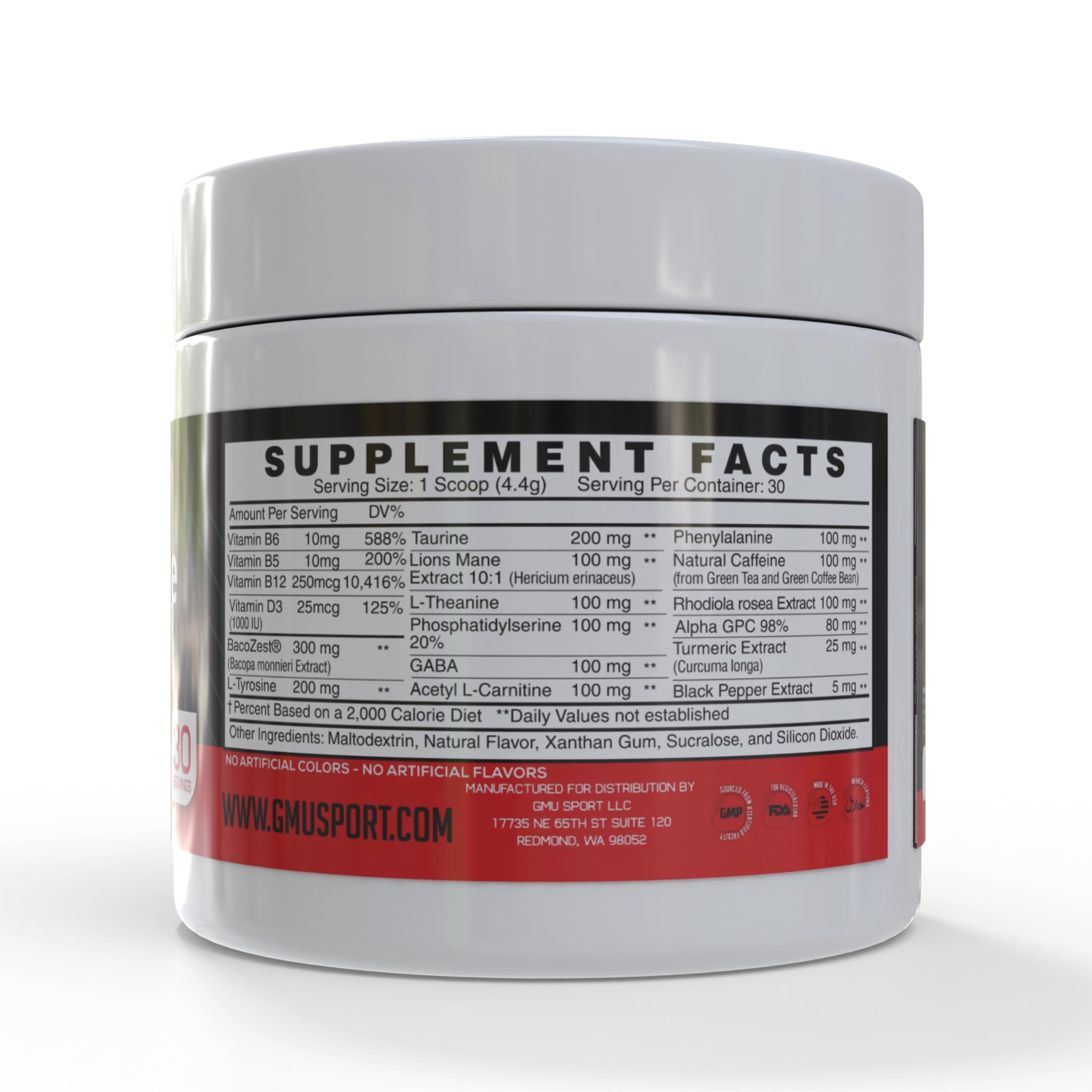 GMU SPORT Nootro-Prime Brain Boost - Focus Brain Supplement - Mushroom Supplement Powder with Alpha GPC, Nootropic Brain Supplements for Memory and Focus with Lions Mane, 30 Servings, Tropical Flavor GMU SPORTBuy Supplements Australia