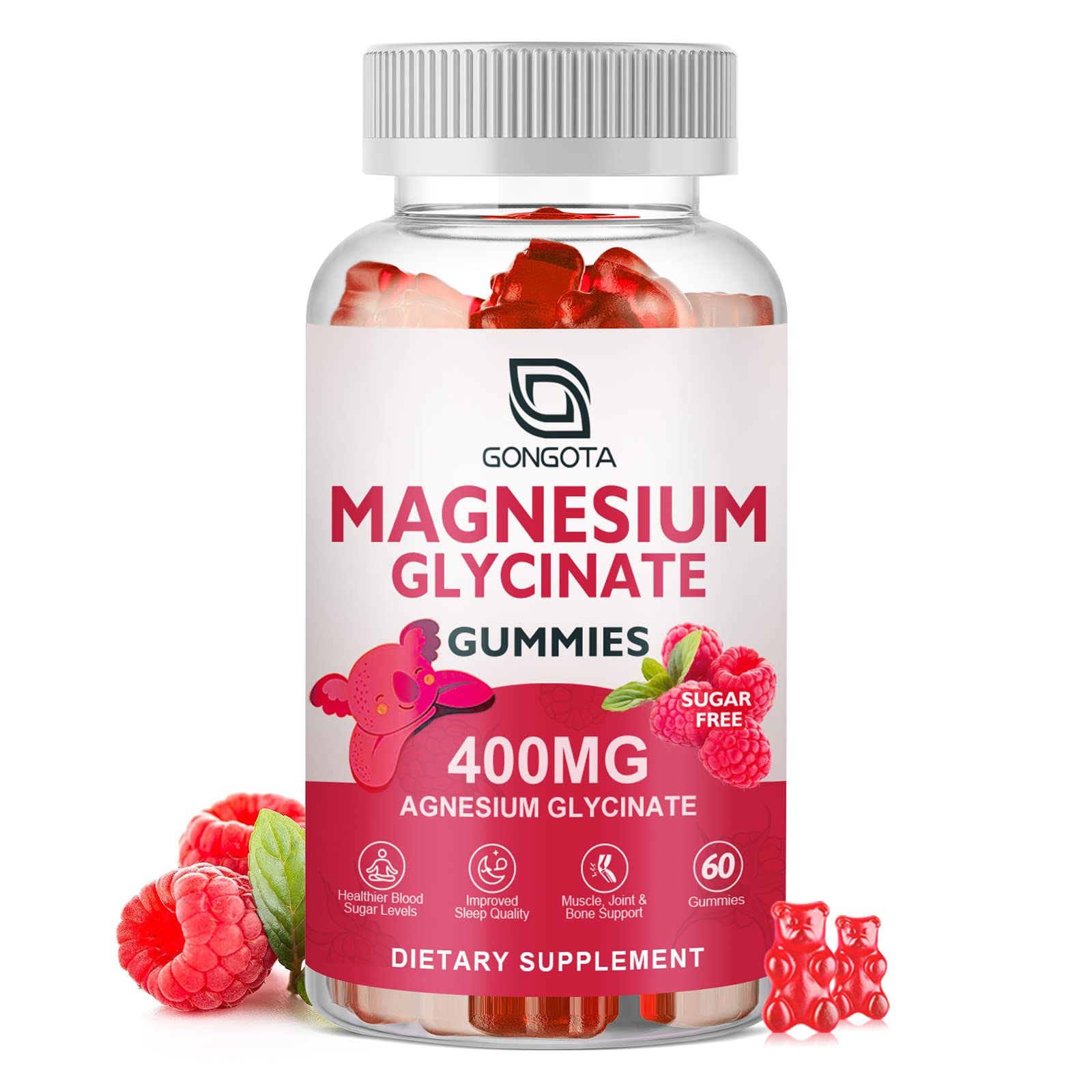 Magnesium Glycinate Gummies 400 mg with 100 mg Composite magnesium - Chelated Magnesium Potassium Supplement with Vitamin D, B6 Supports Calm, Sleep, Memory & Muscle