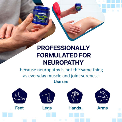 Basic Vigor Migrastil Neuropathy Relief Cream Extra Strength for Feet, Legs, and Hands. Made in The USA. Vegan and Cruelty-Free, Non-Greasy, Gentle, Non-Burning with Cooling Effect (4 oz.) Basic VigorBuy Supplements Australia