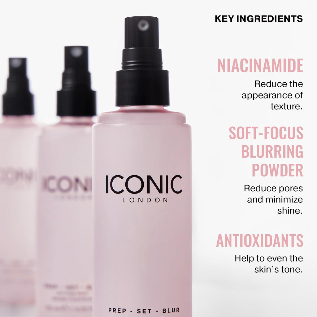 ICONIC LONDON Prep Set Blur Setting Spray | Makeup Fixing Spray, Blurs Imperfections and Gives Skin a Radiant Glow, Vegan Makeup, 120 mL / 4.05 Fl Oz. ICONIC LONDON buy supplements Au