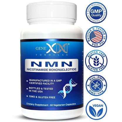 Genex Formulas NMN 250mg - Stabilized Form (60 Capsules), 99% Pure Supplement Capsules for Increased NAD Levels, DNA Repair