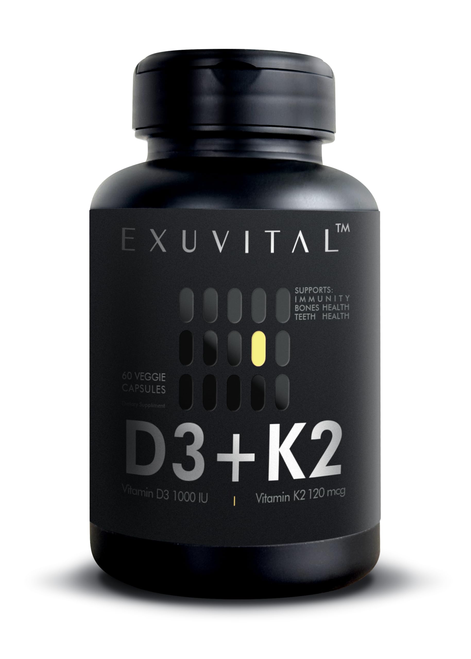 EXUVITAL D3 & K2 Vitamin Supplement, Vegan D3 1000 IU & K2 MK7 120 mcg for Bone, Heart & Immune Support, Non-GMO, Gluten-Free, 60 Vegan Capsules, 2 Months Supply EXUVITAL buy supplements Au