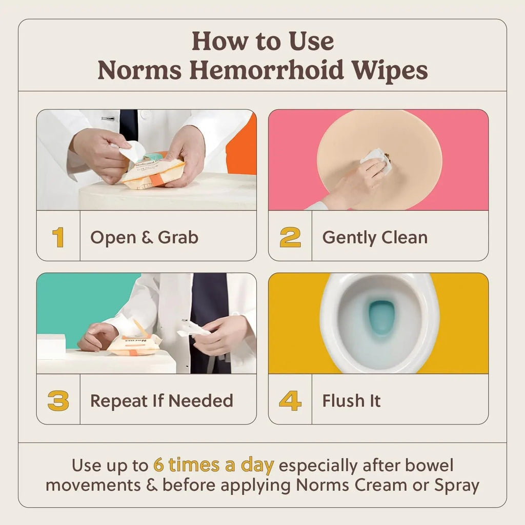 Norms Medicated Hemorrhoid Wipes with Witch Hazel and Aloe, Soothing Flushable Wipes for Itching, Burning & Swelling Relief, Hypoallergenic & Fragrance Free - 48ct (Pack of 3) NormsBuy Supplements Australia