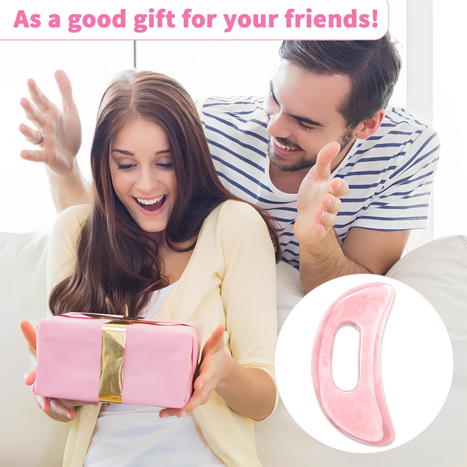 Qiifaiikooii Large Gua Sha Massage Tool for Body Back,Lymphatic Drainage Anti Cellulite,Resin(Pink/7.1In) Qiifaiikooii buy supplements Au