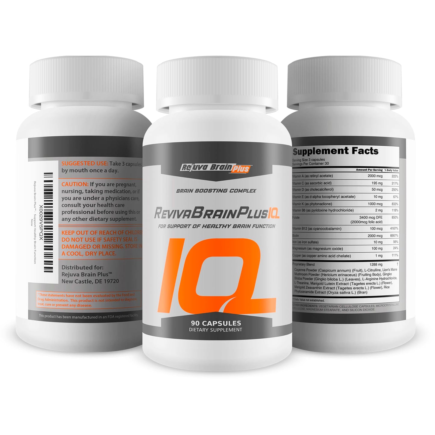 Rejuva Brain Plus Reviva Brain Plus IQ - Support Healthy Brain Function - Brain Boosting Complex Ultra Blend Formulated with Memory Support Nootropic Ingredients - Clarity - Focus - Performance Rejuva Brain Plus buy supplements Au