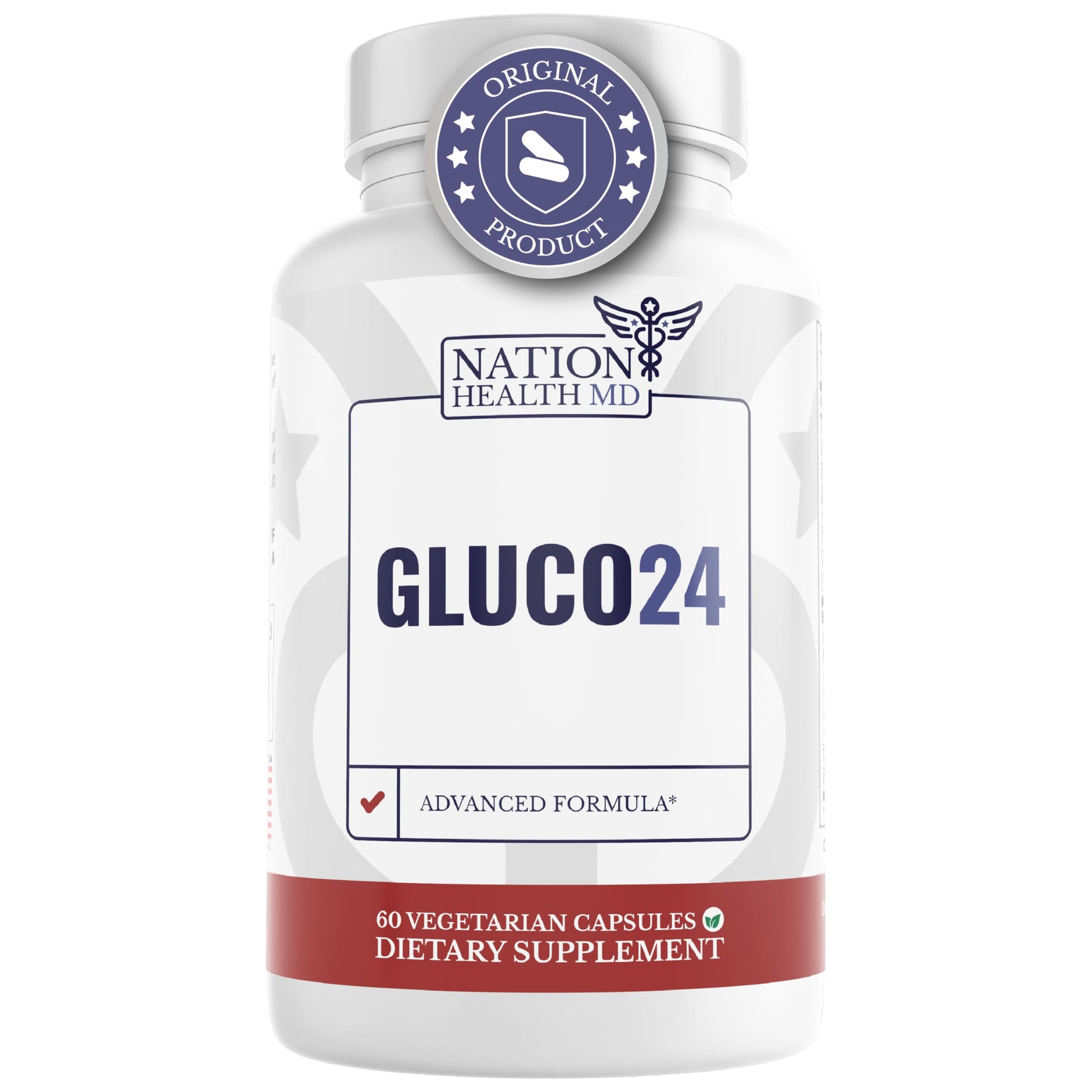NATION HEALTH MD Gluco24 Advanced Formula - Dietary Supplement with Ceylon Cinnamon Bark Extract, Berberine HCI, Magnesium & Zinc - 60 Capsules NATION HEALTH MDBuy Supplements Australia