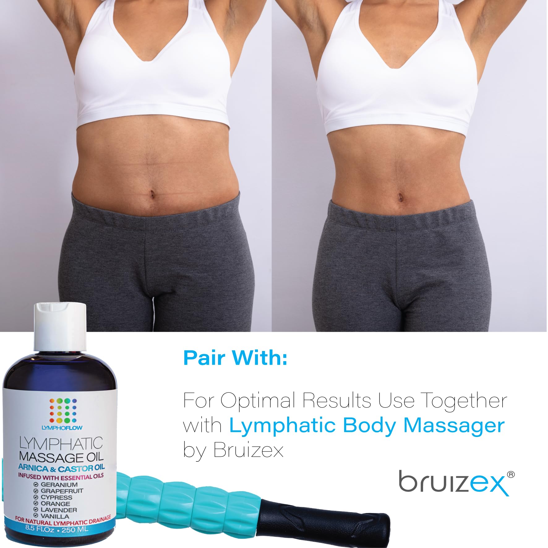 Bruizex Lymphatic Drainage Massage Oil with Arnica & Cold Pressed Castor Oil, Lightweight Non-Greasy Body Massage Oil for Daily Lymphatic Massage, Aftercare Routine, Lightweight Formula - 8.5 Oz Bruizex buy supplements Au