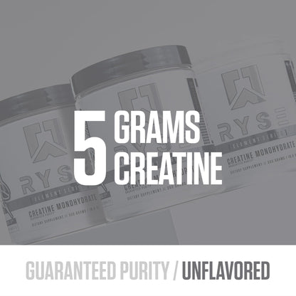 RYSE Creatine Monohydrate Powder - Unflavored - Supports Men & Women Lean Muscle Growth, Strength, Power, and Endurance - Helps Reduce Fatigue