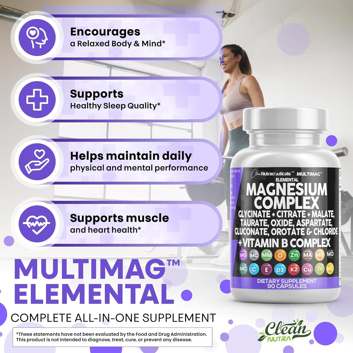 Clean Nutraceuticals Magnesium Complex with Magnesium Glycinate Citrate Malate Oxide Taurate Aspartate Orotate & Mag Chloride, Zinc Copper Manganese (90 Count (Pack of 2)) Clean Nutraceuticals buy supplements Au