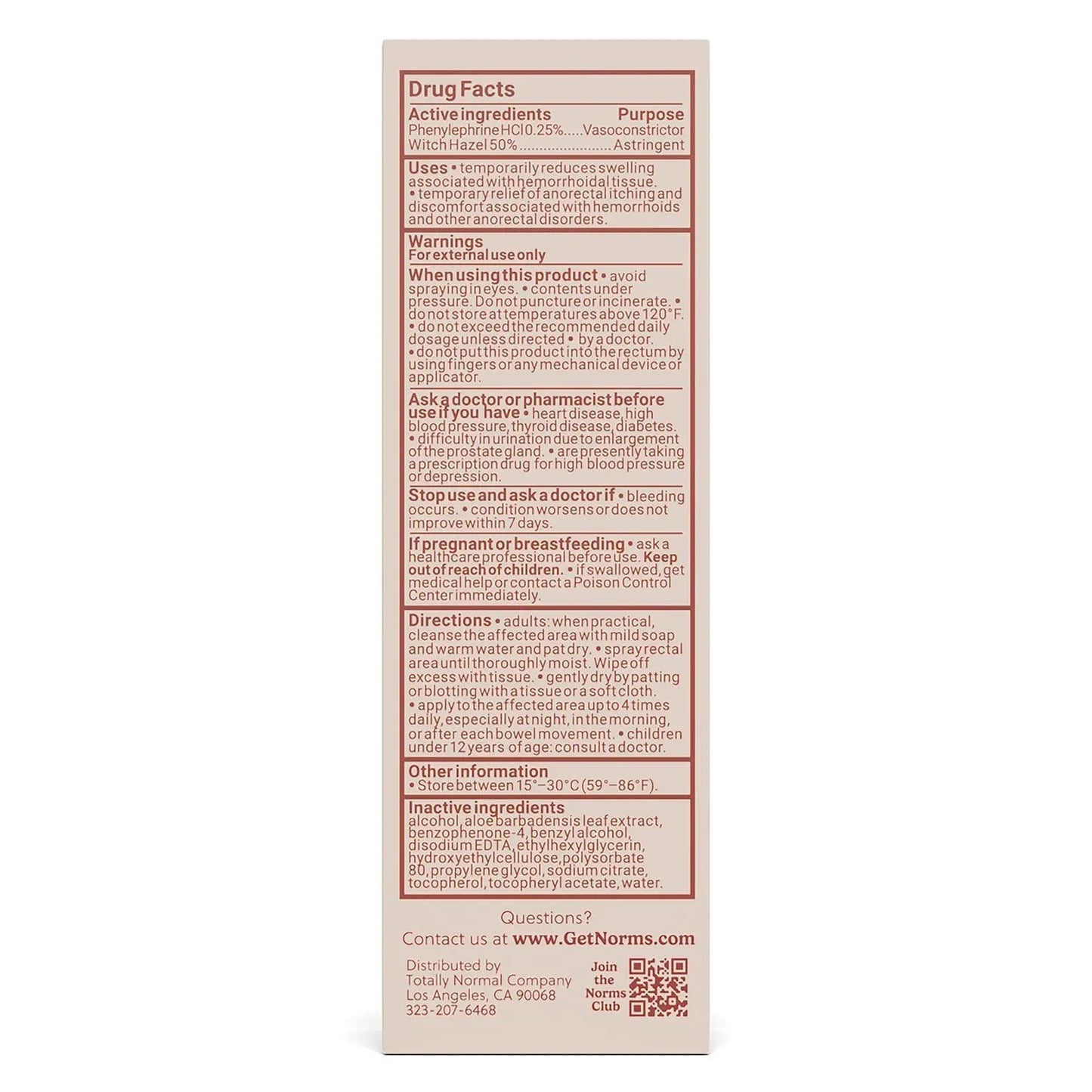 Norms Cooling Hemorrhoid Spray, Maximum Strength Touch-Free Relief with Phenylephrine, Witch Hazel, Aloe, Shrinks Swelling, Calms Itching, Soothes on Contact, 3oz Spray NormsBuy Supplements Australia