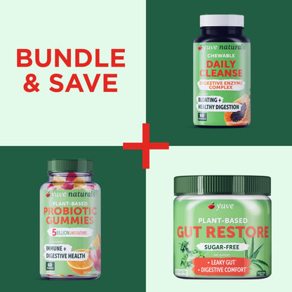 Yuve Natural Sugar Free Probiotic Gummies 5 Billion CFU, Helps with Constipation, Bloating & Leaky Gut - Vegan, Gluten-Free & Non-GMO - 60ct
