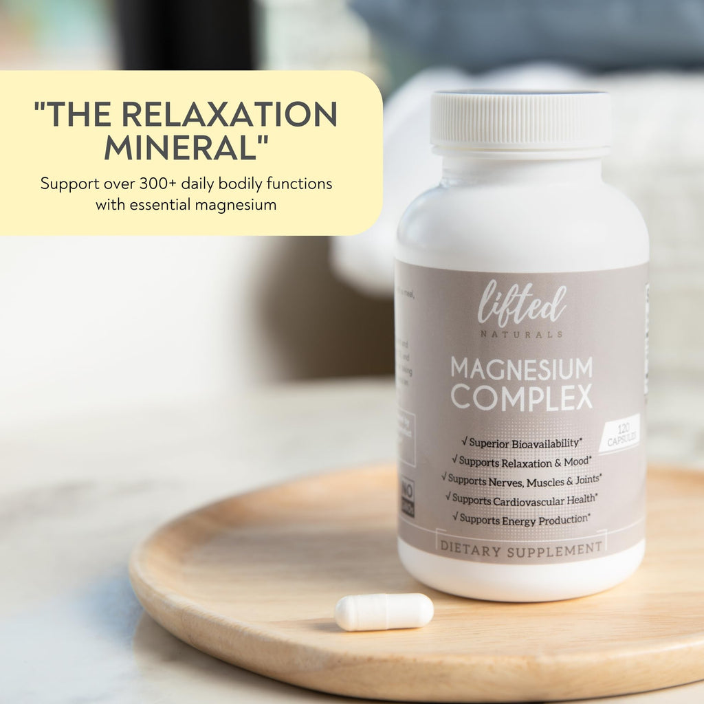 Magnesium Complex - Lifted Naturals Magnesium Supplement w/Bisglycinate, Malate, Taurate - 120 Capsules - Bioavailable Magnesium Formula for Mood, Sleep, Energy Support* Lifted Naturals buy supplements Au