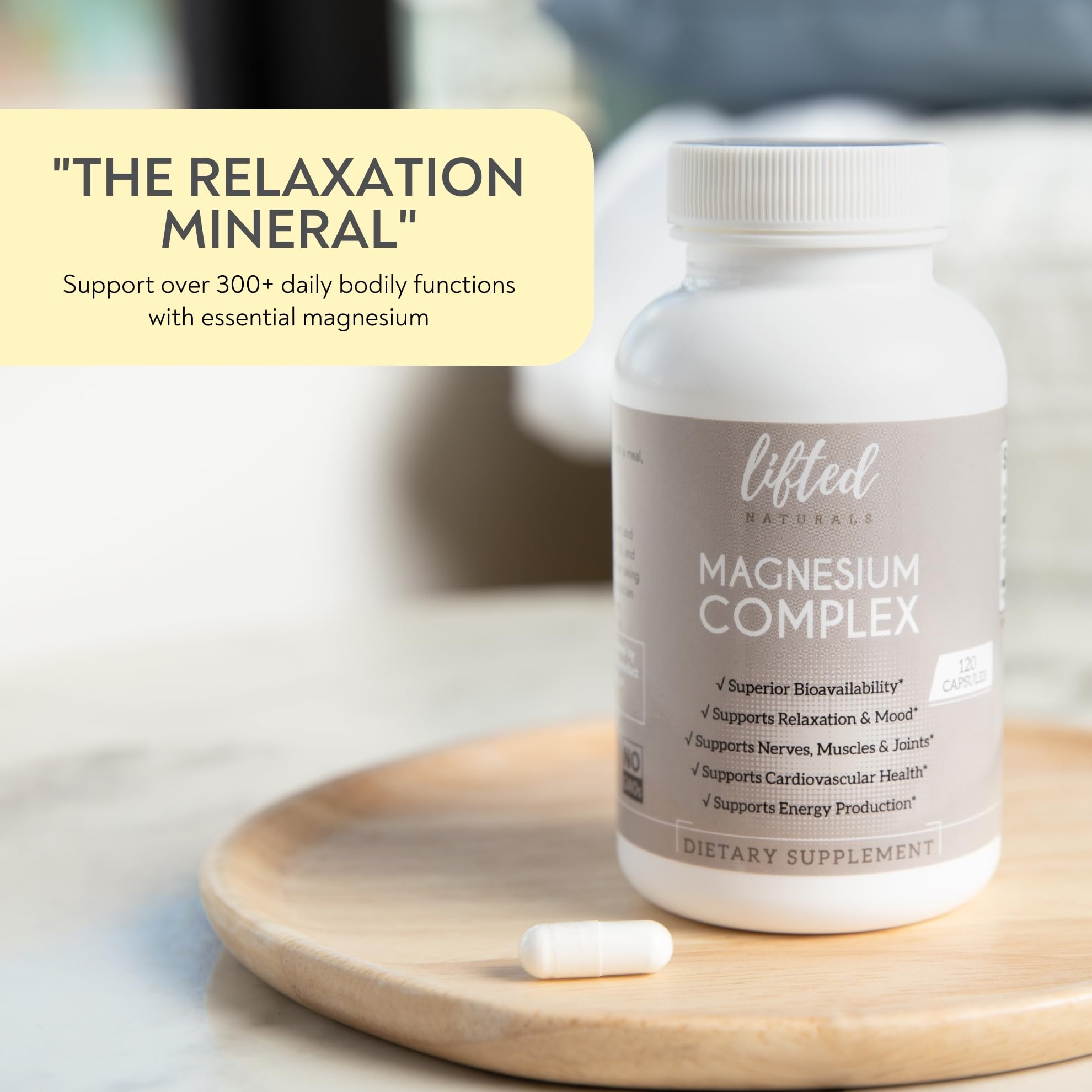Magnesium Complex - Lifted Naturals Magnesium Supplement w/Bisglycinate, Malate, Taurate - 120 Capsules - Bioavailable Magnesium Formula for Mood, Sleep, Energy Support* Lifted Naturals buy supplements Au