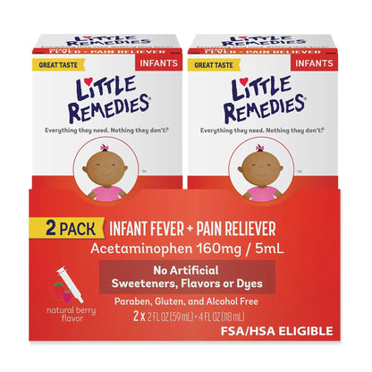 Little Remedies Infant Fever & Pain Reliever with Acetaminophen, Baby Medicine with No Artificial Sweeteners, Flavors or Dyes, Natural Berry Flavor, 2 Fl Oz, Pack of 2 Little RemediesBuy Supplements Australia