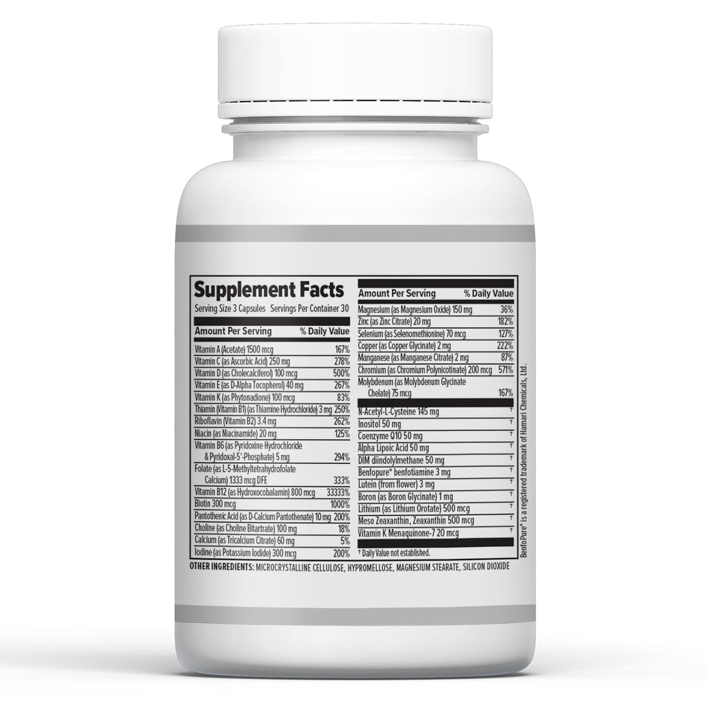 10X Health Optimize Methylated Multivitamin for Men - 90 Capsules, 34 in 1 Formula with 800 mcg of Vitamin B12, 5-MTHF, NAC