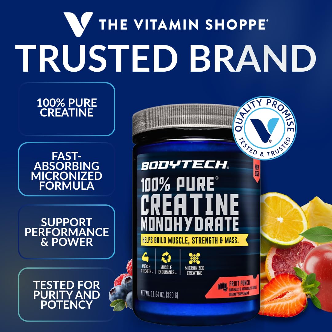 BodyTech Creatine Monohydrate Powder a Micronized a Fruit Punch (11.64 Oz./55 Servings)