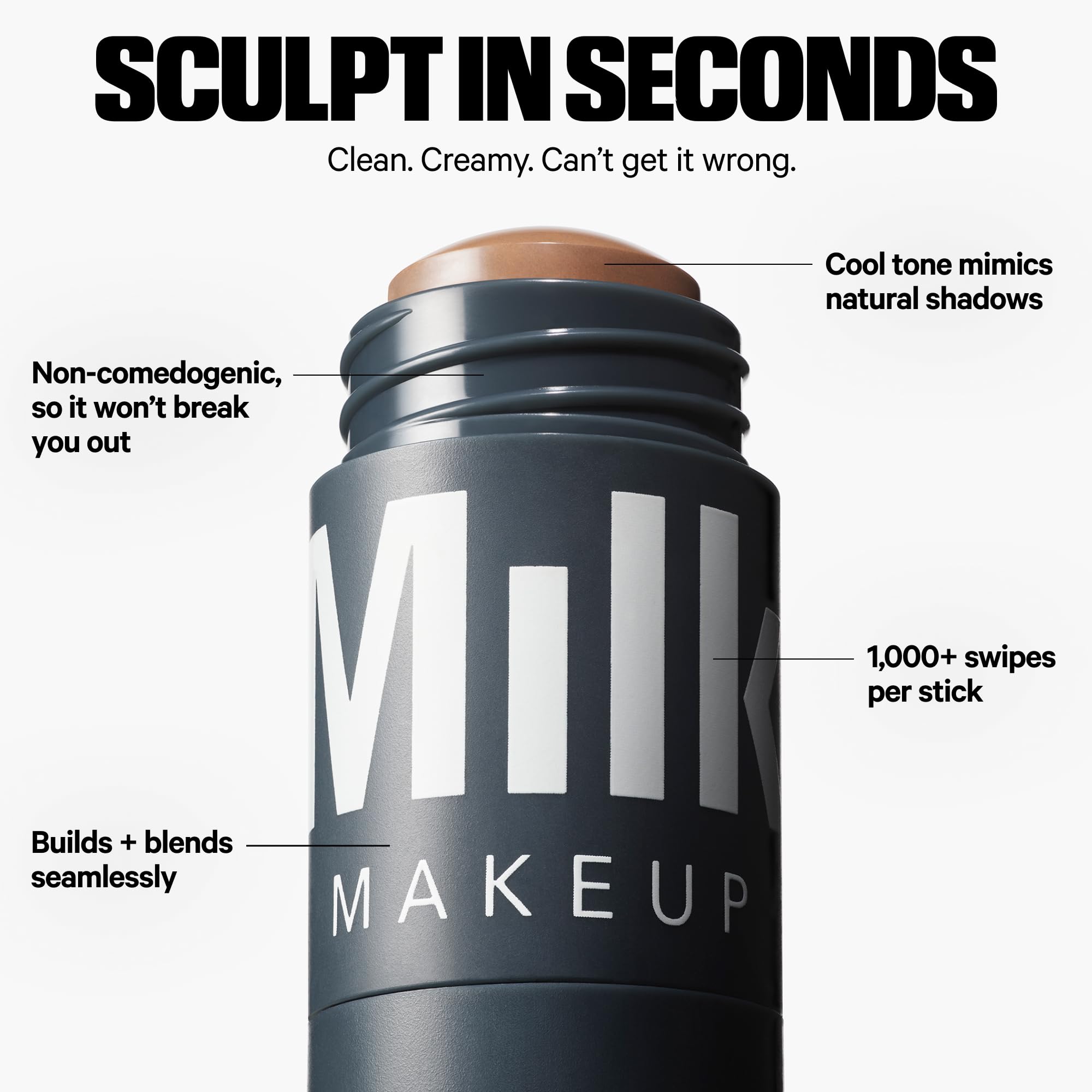 Milk Makeup Sculpt Stick – Cool-Toned Cream Contour Stick Adds Depth, Dimension + Shape for Natural-Looking Shadows – Hydrating, Buildable Formula w/Thyme Extract – Toasted (Fair to Light), 0.19 oz Milk MakeupBuy Supplements Australia