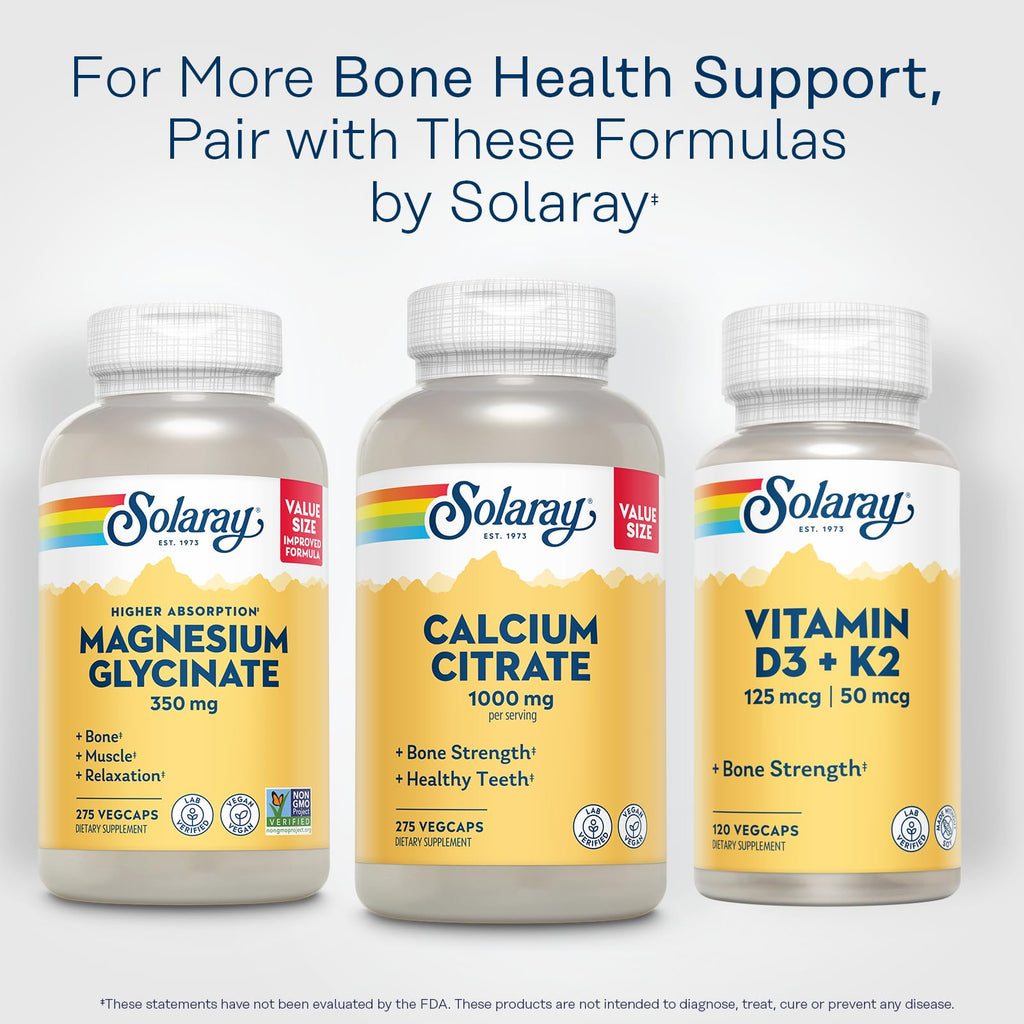 Solaray Calcium Citrate 1000mg - Chelated Calcium Supplement - Supports Bone Strength and Healthy Teeth - Easy to Digest