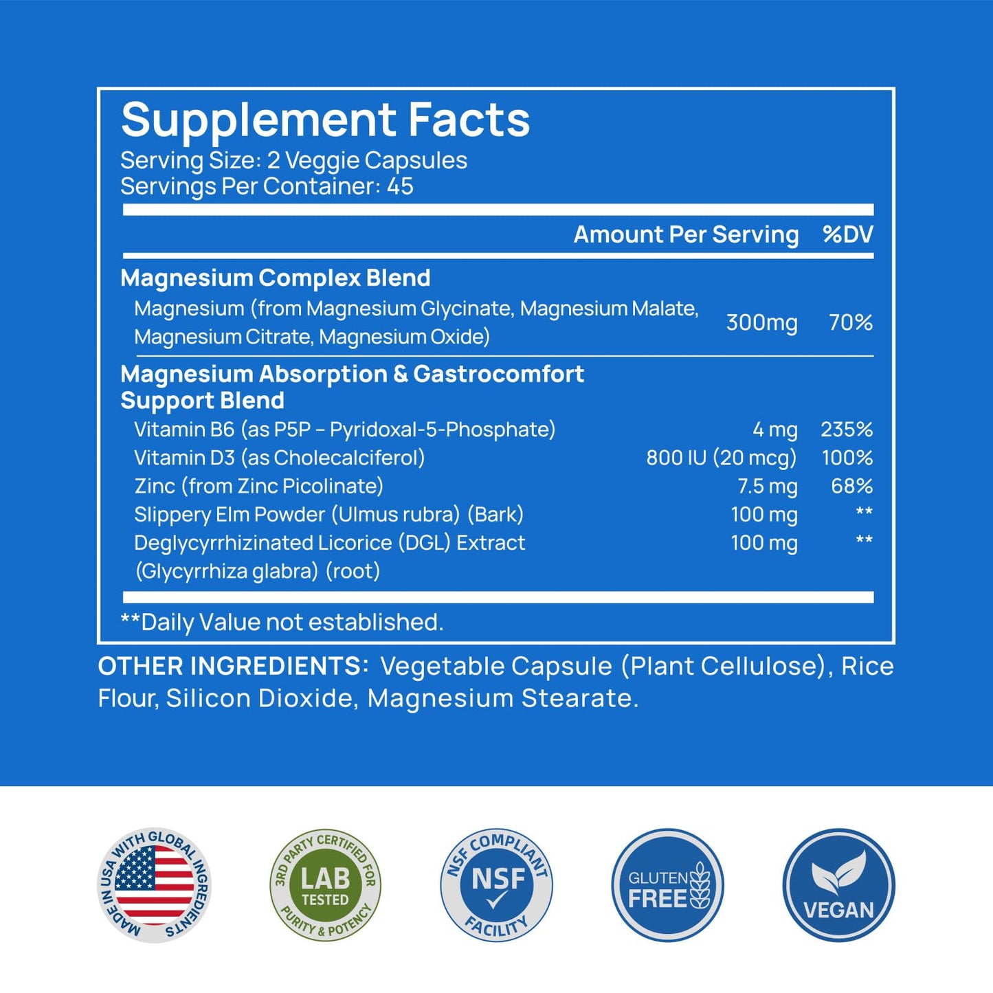 Selerb Magnesium Complex for Women and Men-Glycinate,Malate,Citrate,Oxide Supports Calm, Sleep, Muscle & Energy with D3, B6, Zinc, Slippery Elm & DGL Gentle on Stomach 90 Capsules Selerb buy supplements Au