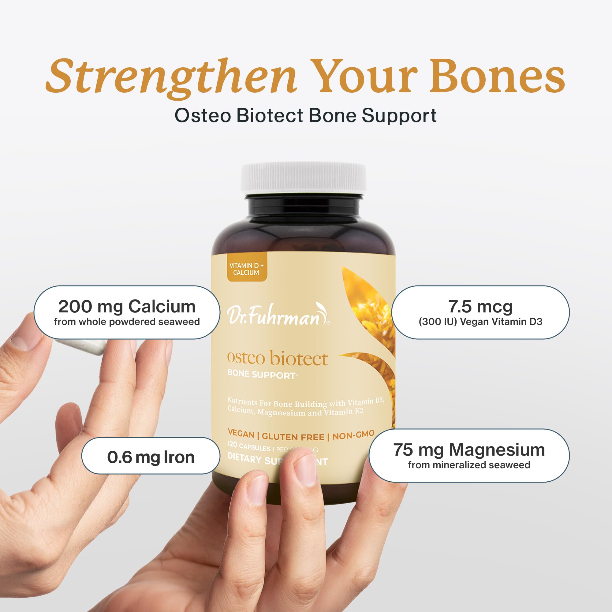 Dr. Fuhrman Osteo Bone Health Supplement | Wholefood Supplement for Women & Men | Vitamin for Bone Density | Organic Vitamin D3, Calcium, Magnesium & K2 | Natural Ingredients | 120 Caps Dr. FuhrmanBuy Supplements Australia