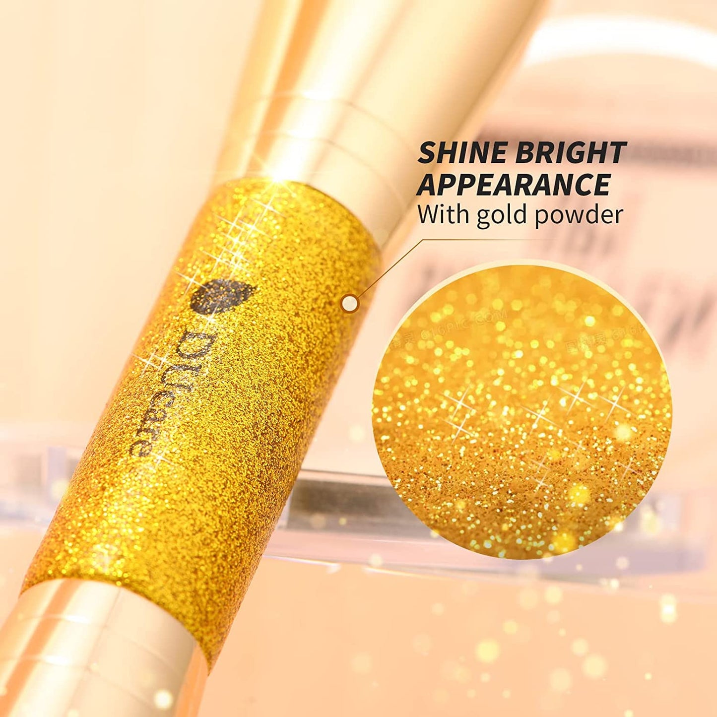 DUcare Dual End Foundation Contour Bronzer Brush, Gold Glitter Handle Double Ended Professional Face Makeup Tool for Liquid Cream Powder DUcareBuy Supplements Australia