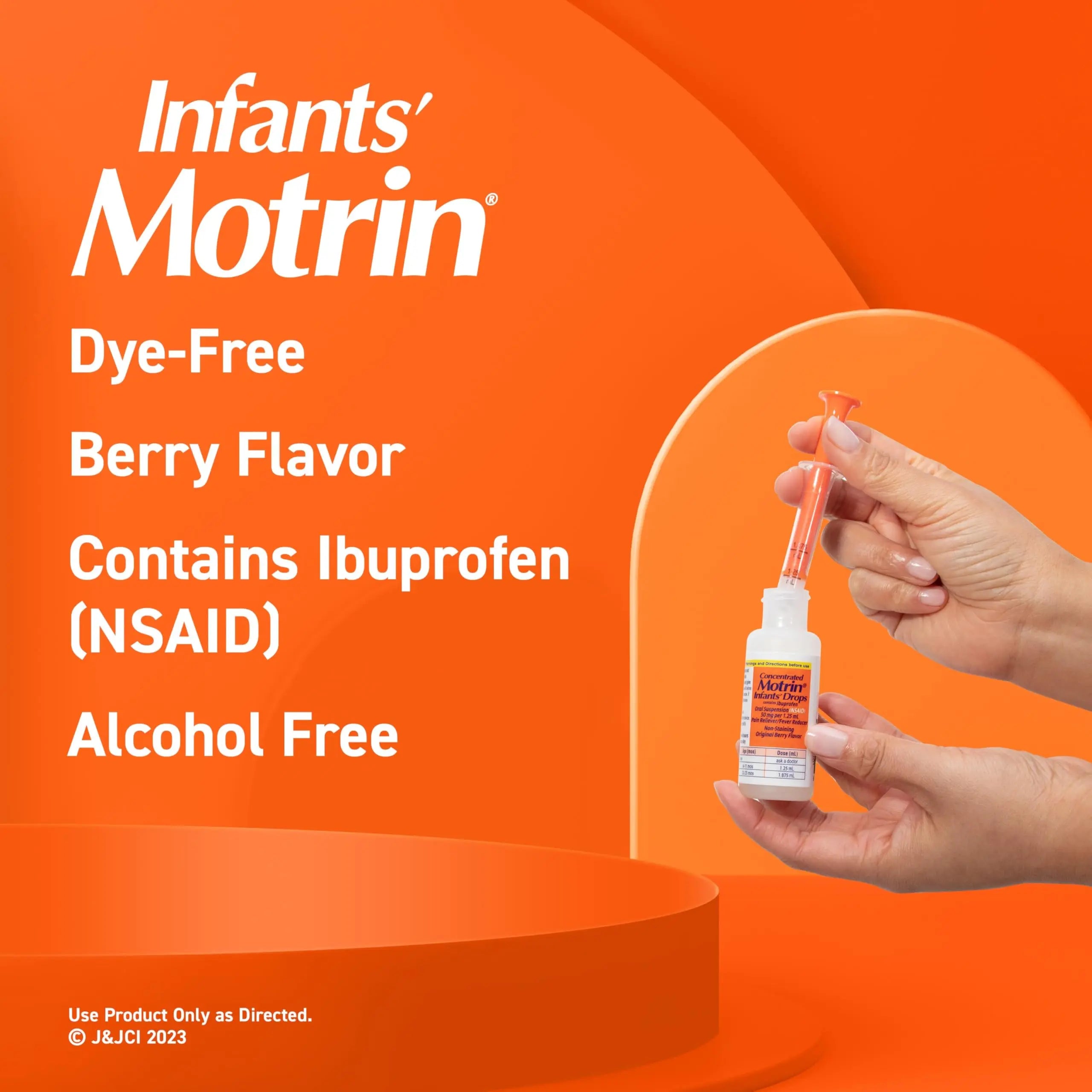 Motrin Infants Infant Ibuprofen Oral Suspension Concentrated Drops, NSAID Fever Reducer & Pain Reliever for Babies, Dye Free, Alcohol-Free, Berry Flavor, Includes Enclosed Syringe, 1 fl. oz Infants' MotrinBuy Supplements Australia