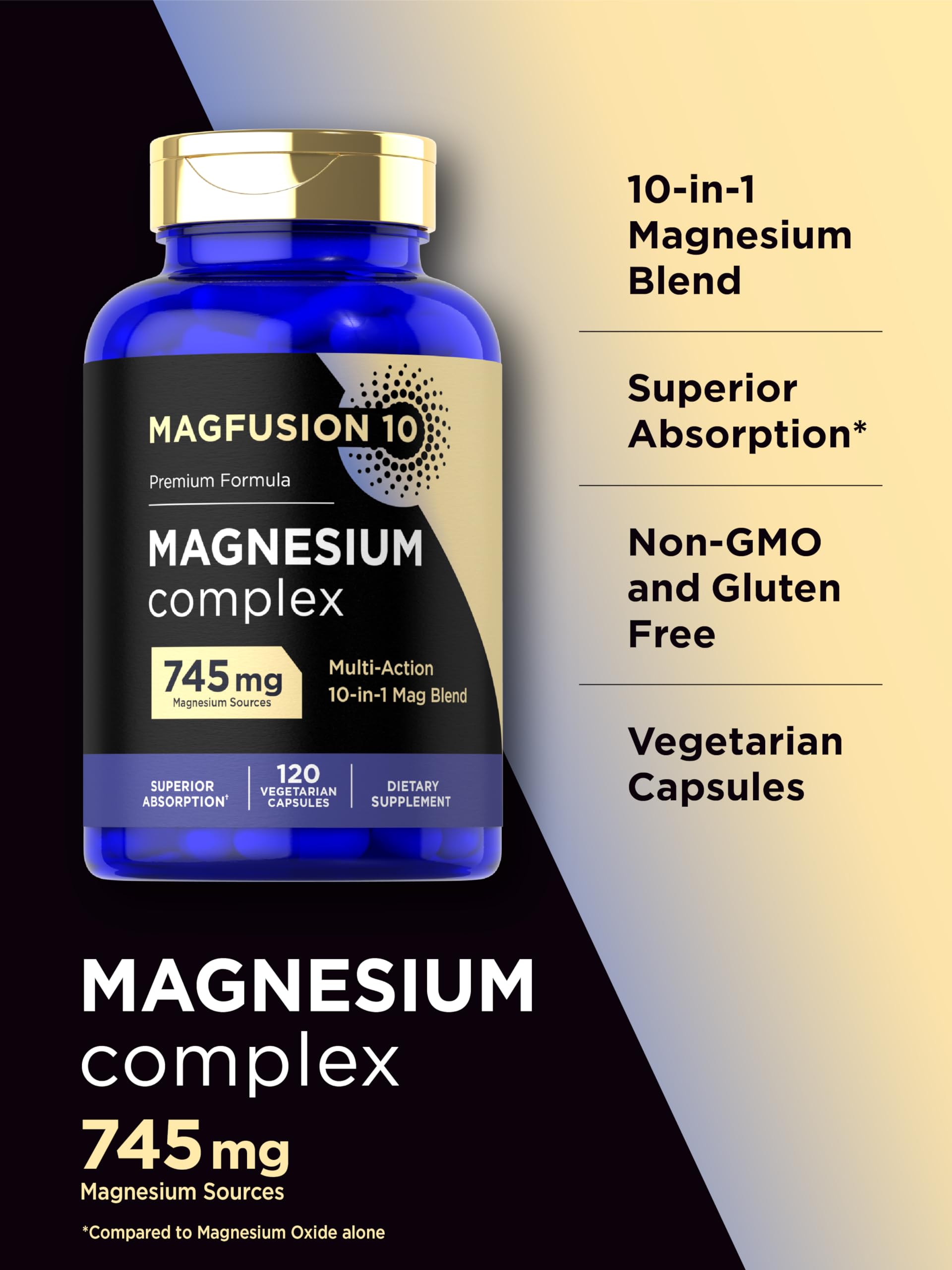 Magfusion-10 Magnesium Complex Supplement 745mg | 120 Capsules | 10 in 1 Blend | Vegetarian, Non-GMO, Gluten Free Magfusion-10 buy supplements Au